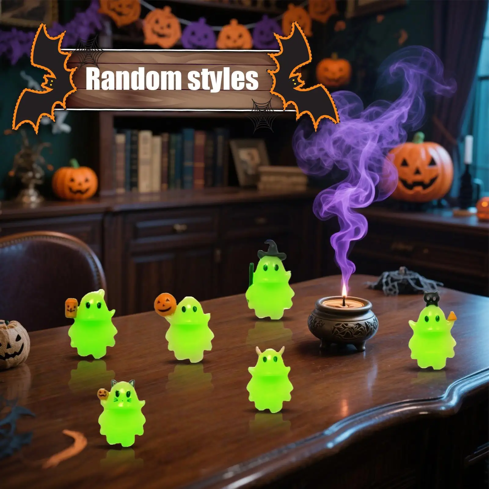 Glow in Dark Ghost Mystery Doll Halloween ghost ornaments Toys Statue Novelty for with Light Feature Indoor Decor Home Party