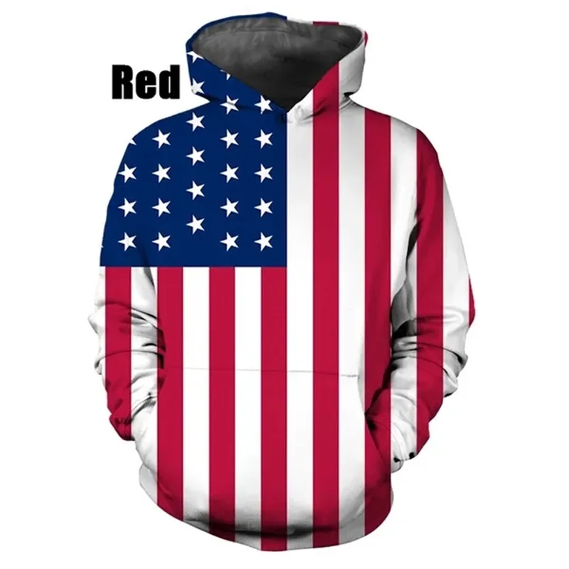 Hot Sale 3D Printing American Flag Hoodie For Men Women Fashion Casual Long Sleeve Pullover Sweatshirts Mens Streetwear Tops