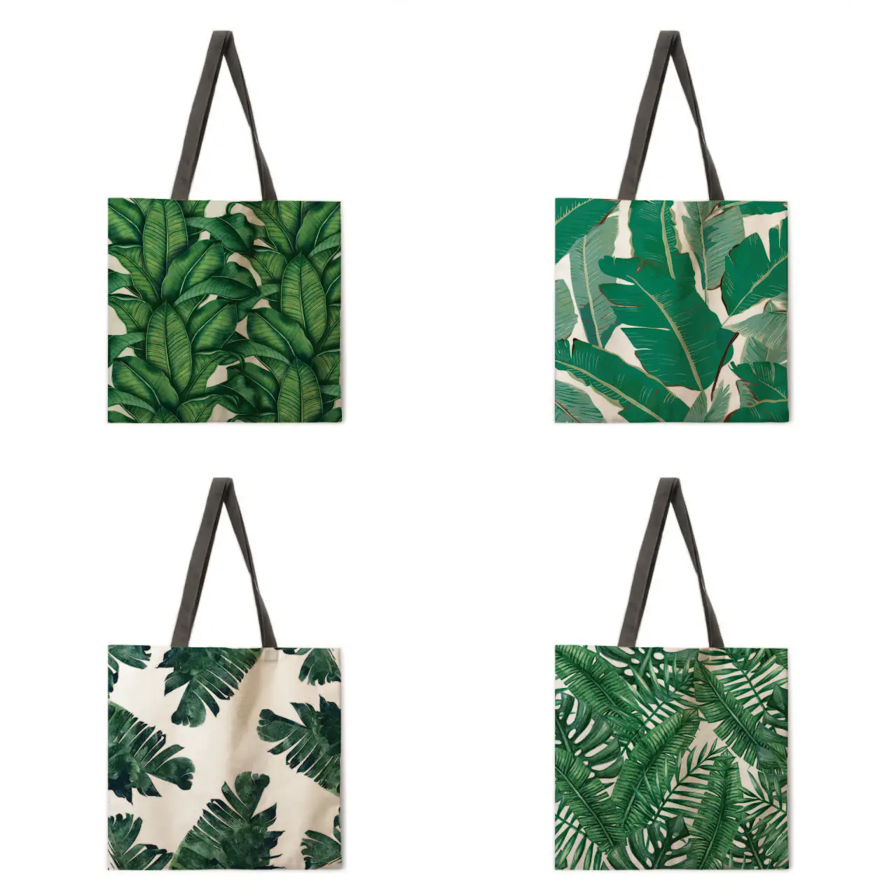 

Green plant linen bag handbag lightweight shoulder bag large capacity eco-friendly shopping bag tote bag