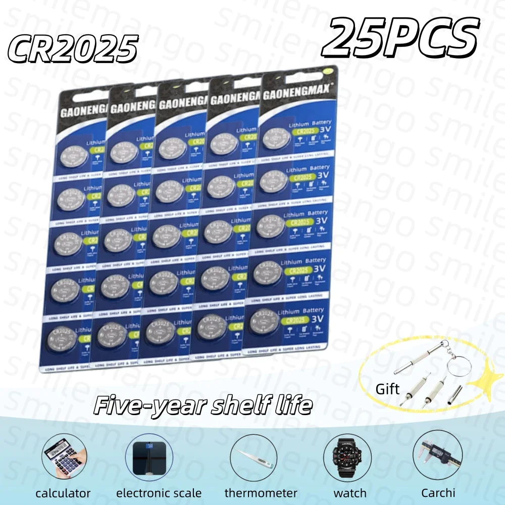 150mAh CR2025 CR 2025 Lithium Button Battery DL2025 BR2025 5003LC LM2025 Coin Cell Watch Batteries for Toys Clock Compute