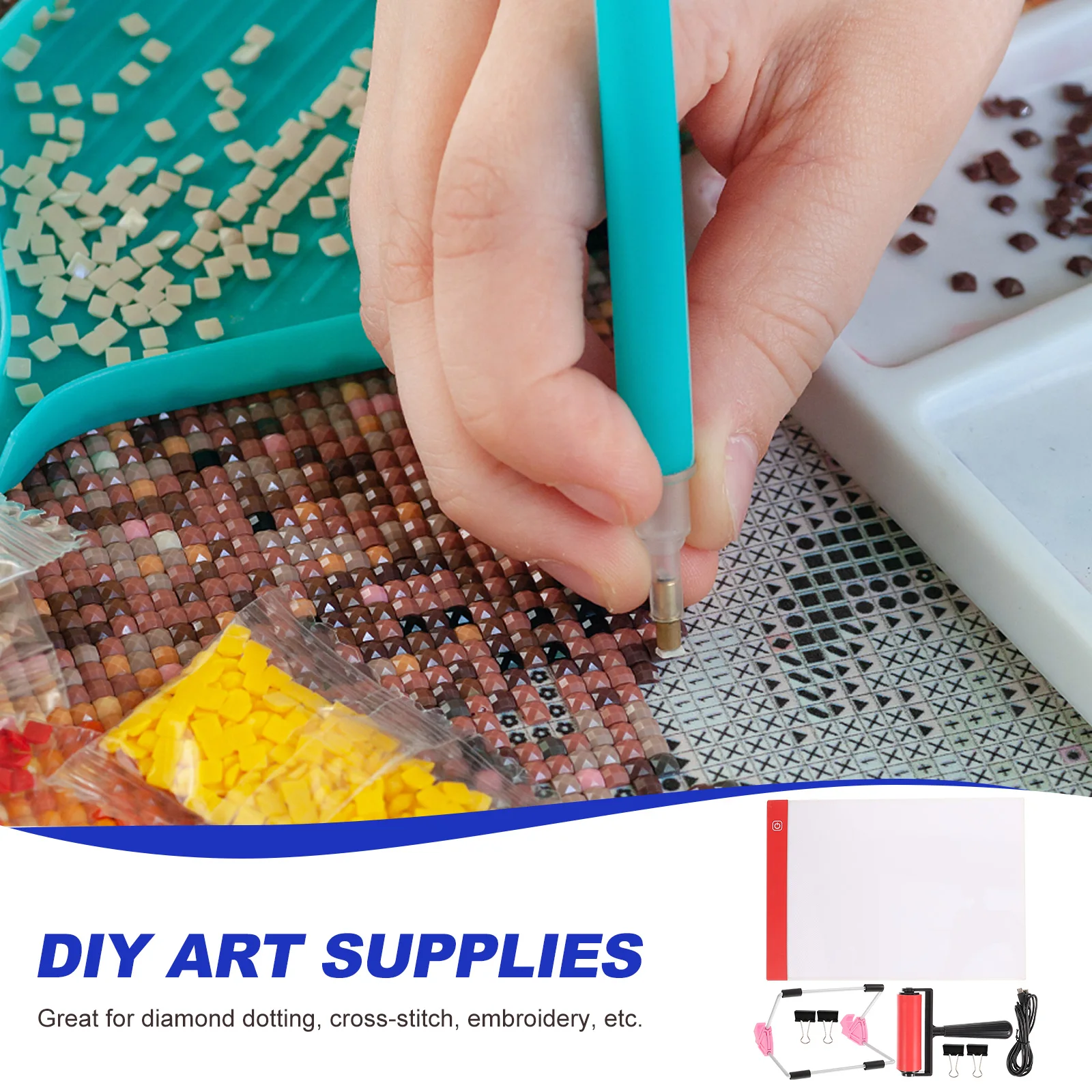 

1 set Painting Tool Set Complete Diamond Drawing Accessories Reliable Art Craft Diy Tools Light Pad For Diamond Dotting