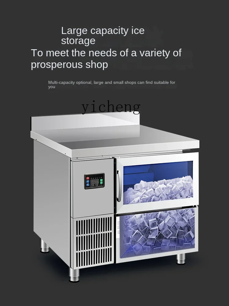 ZC صانع الثلج التلقائي المتكامل الحليب الشاي متجر مقهى منضدة مربع صانع مكعبات الثلج الصلبة