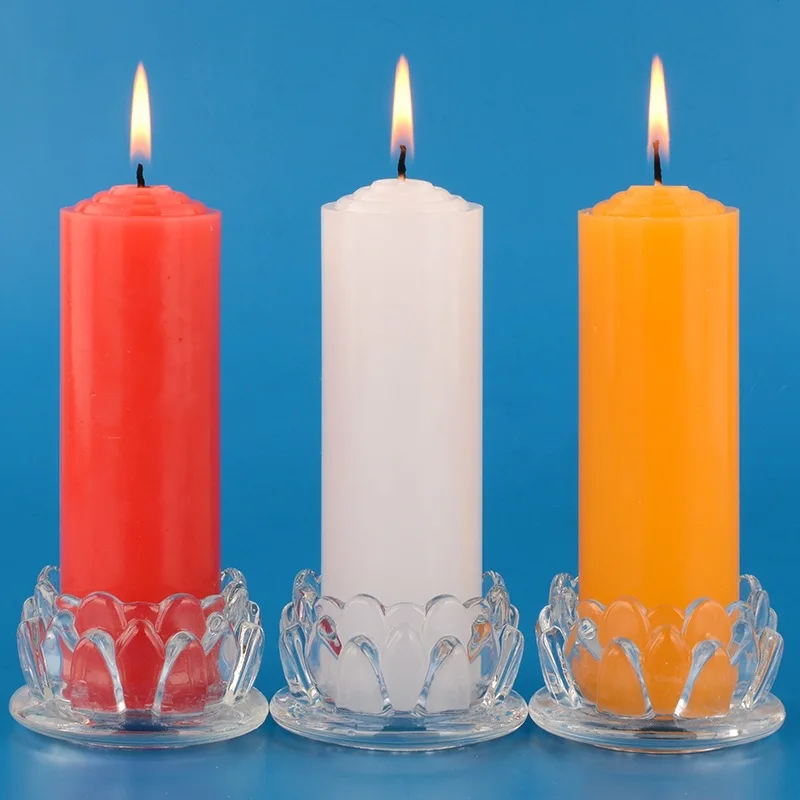 4.2cmx13cmpower-off Lighting Regular Candle, Red White Yellow Smokeless Odorless Thick Cylindrical Candle Buddha Offering Candle