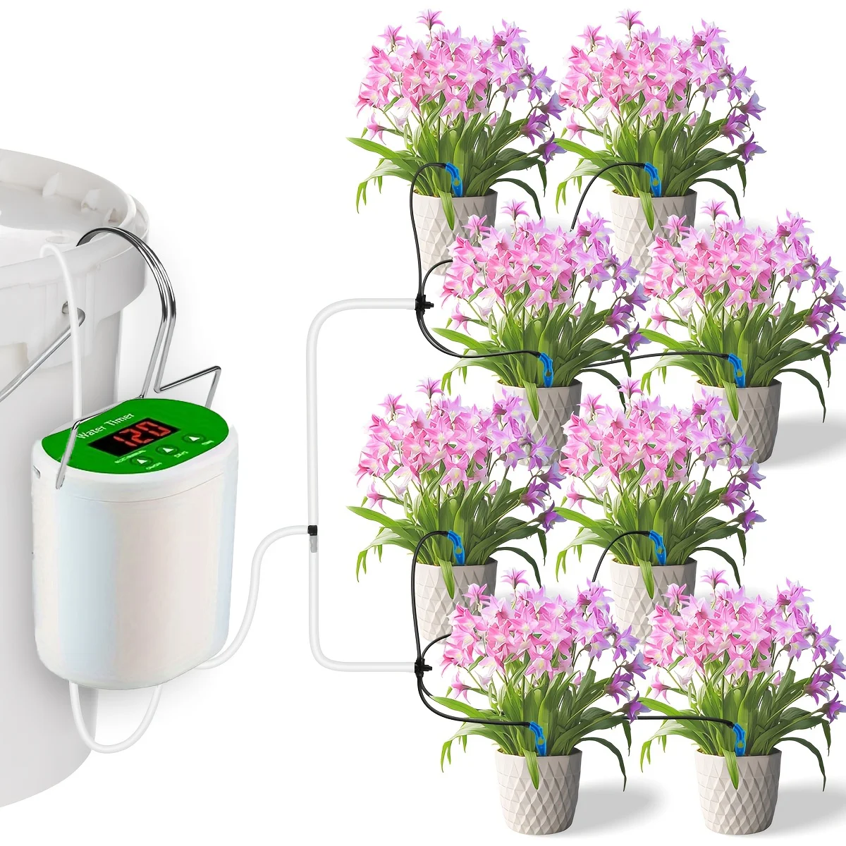 

4/8 head Smart garden watering kit, USB-powered, drip irrigation and spraying system for timed watering of flowers, garden patio