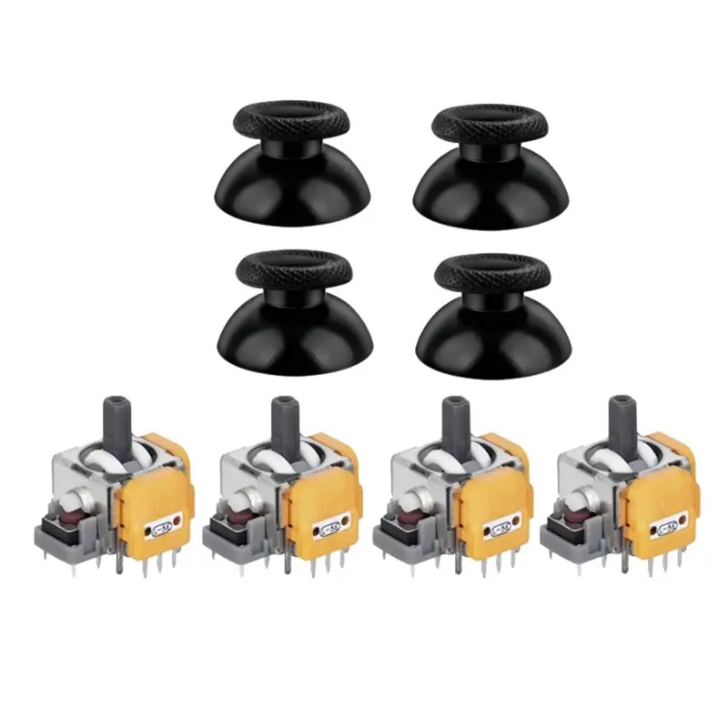 【CYBER MONDAY】For PS5 Gamepad Replacement 4PCS Hall Joystick+ Caps High Precision 3D Analog Thumb Stick Electromagnetic