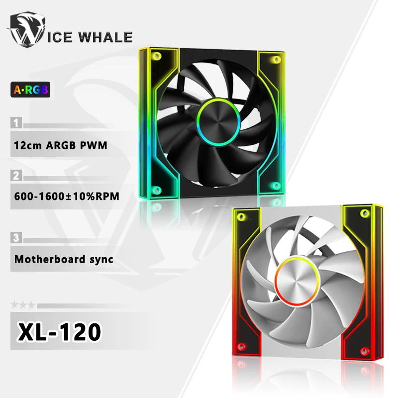 ICE Whale XL-120 ARGB PC Case Fan 120mm Infinity Mirror Design Motherboard Lighting Sync 4PIN PWM CPU Cooler Fan Ventilador