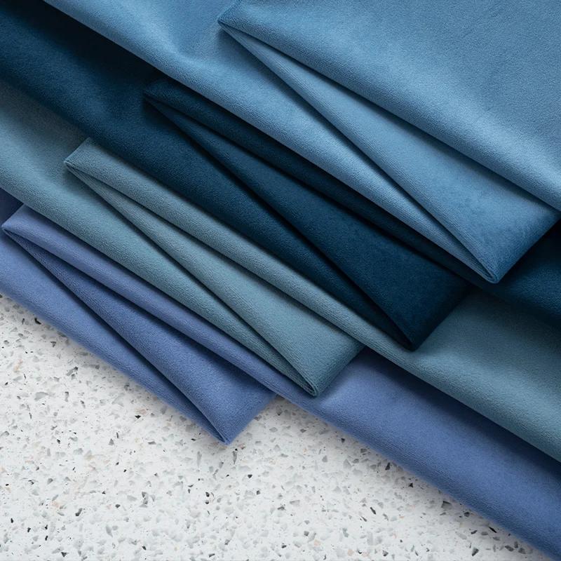 Blue series soft velvet fabric DIY wedding decoration stage event party curtain tablecloth fabric