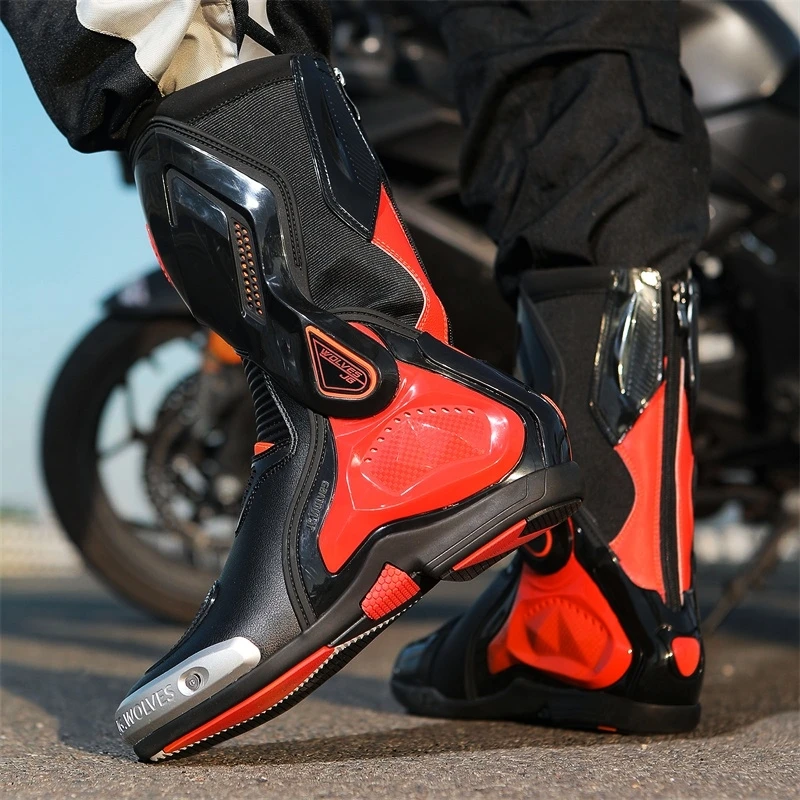 Motorcycle boots new men's plus size outdoor casual riding Competition shoes high top protective anti-collision safety shoes