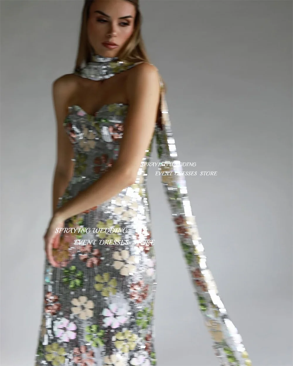 Sukienka wieczorowa z cekinami, luksusowa, błyszcząca, syrenka, długa, z dekoltem w serce, na formalne przyjęcie, dla kobiet, arabska, na studniówkę, szyta na miarę, 2025