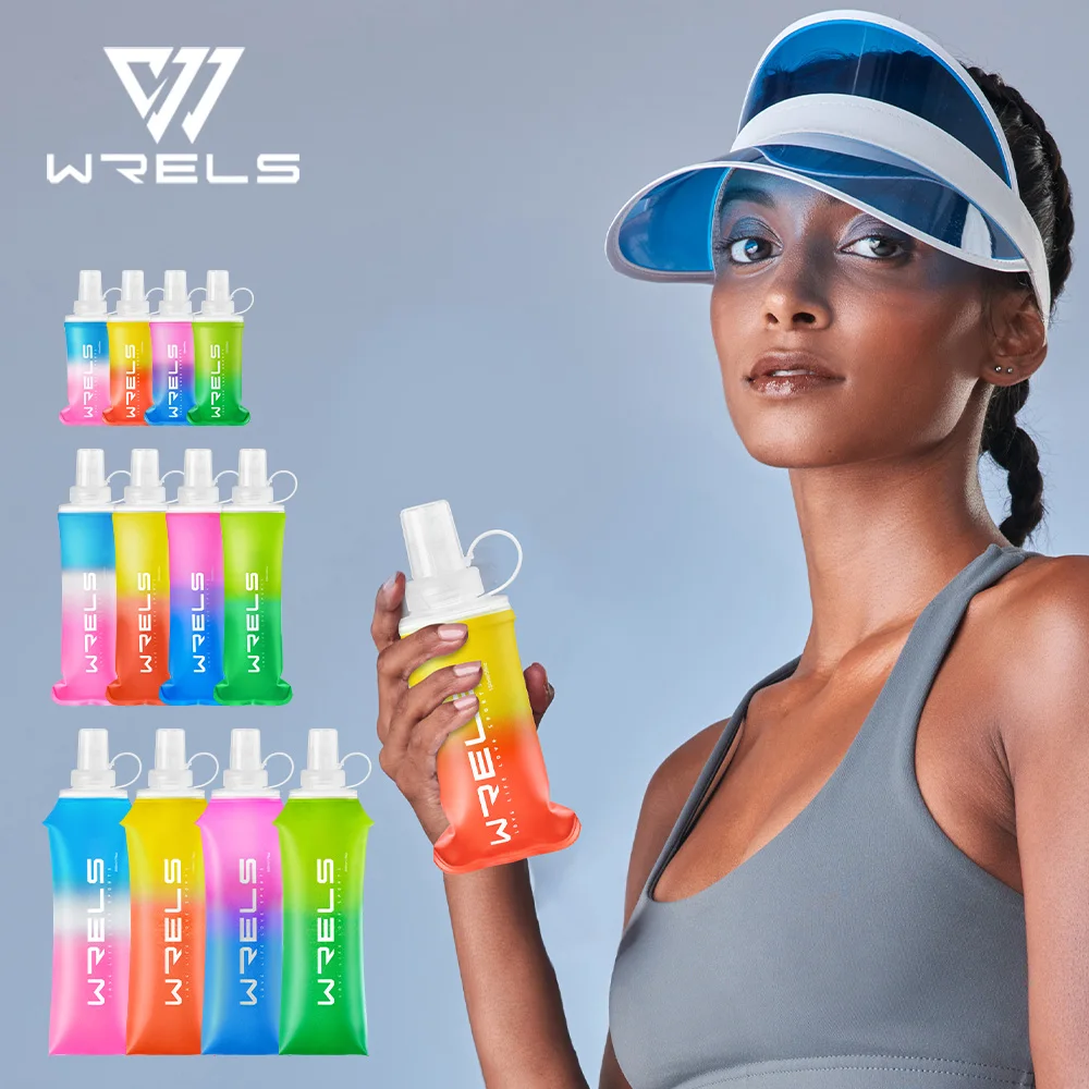 Sport Water Bottle TPU Folding Soft Flask Drink Portable Water Bottle High Flow Running Hiking Bicycle Fitness Water Bag