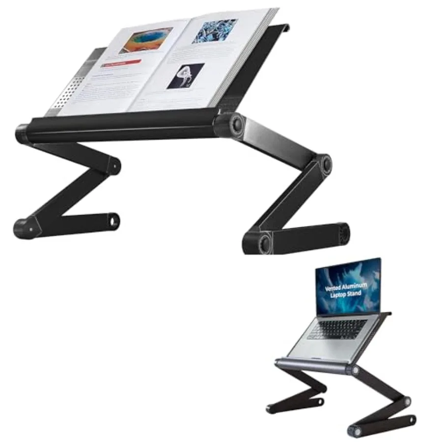 Adjustable Book Holder, Tablet and Laptop Stand, Aluminum Portable Reading Stand for Textbooks and Cookbooks, Recipe Holder for