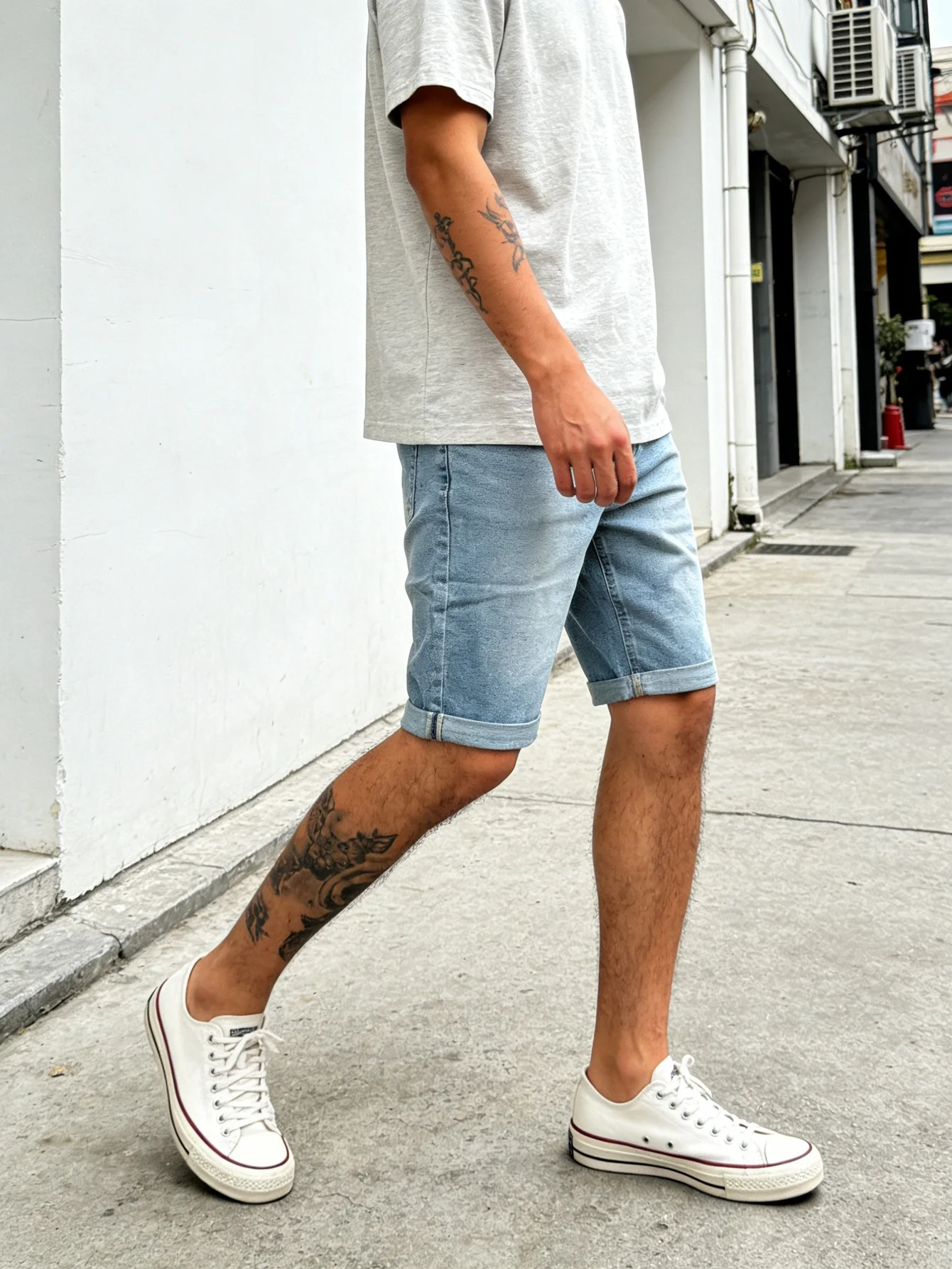 

Fashion Drip Mens Skinny Blue Jorts Stretch Slim Fit Denim Pants Casual Y2K Clothes For Man