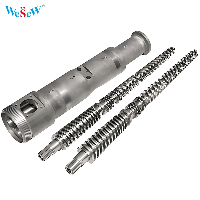 

OEM усовершенствованный индивидуальный конический двухвинтовой ствол 65 мм, используемые детали экструдера для строительства для материалов ПВХ, ПП, АБС-пластика