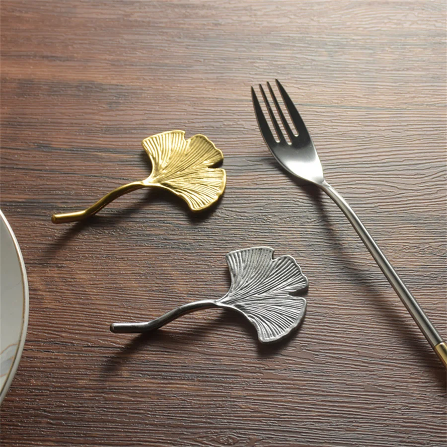 304 Stainless Steel High Color Value Light Luxury Chopsticks Holder Delicate Spoon Rest Male Chopsticks Holder Ginkgo Leaf