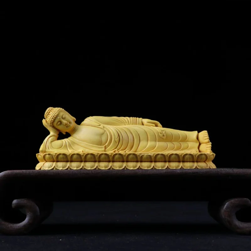 

Boxwood Craft Sleeping Buddha Buddha Statue Solid Wood Carving Sleeping Buddha Sakyamuni Buddha Home Living Room Worship Crafts