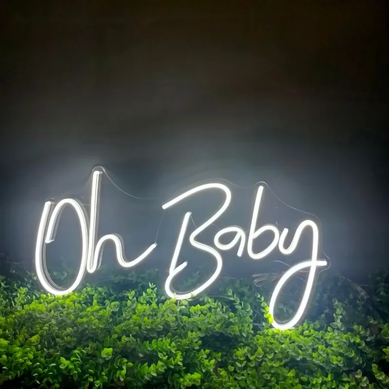 Oh Baby Neon Sign for Wall Decor Dimmable Decorations Birthday Party Wedding Decor (Warm white (14.2 x 7.9 inches))5V USB