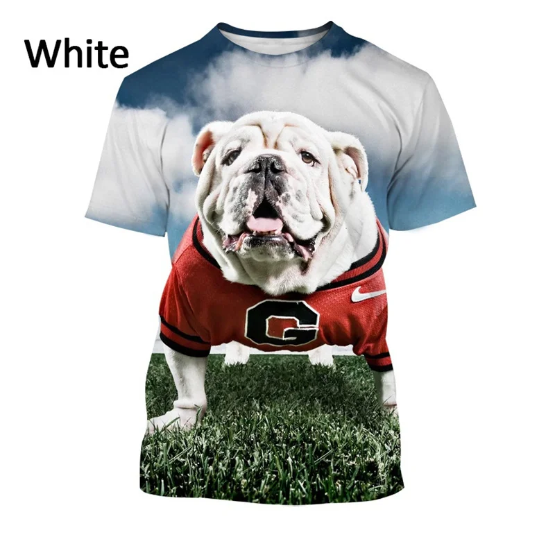 New Trend 3D Printing Cute Pet Bulldog T Shirt Casual Cute Personality Short Sleeve T-shirt Unisex Round Neck Top Tee Shirts