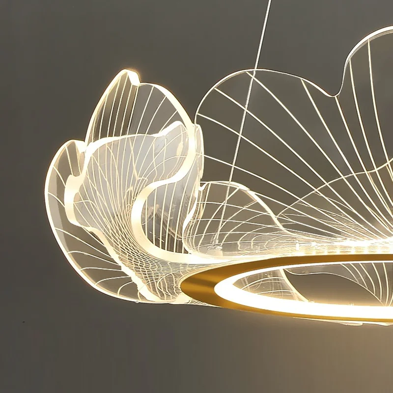 الشمال الحد الأدنى غرفة المعيشة غرفة نوم غرفة الطعام لوتس ليف معلقة مصباح مصمم الإبداعية فيلا مشروع الثريا الزخرفية #5