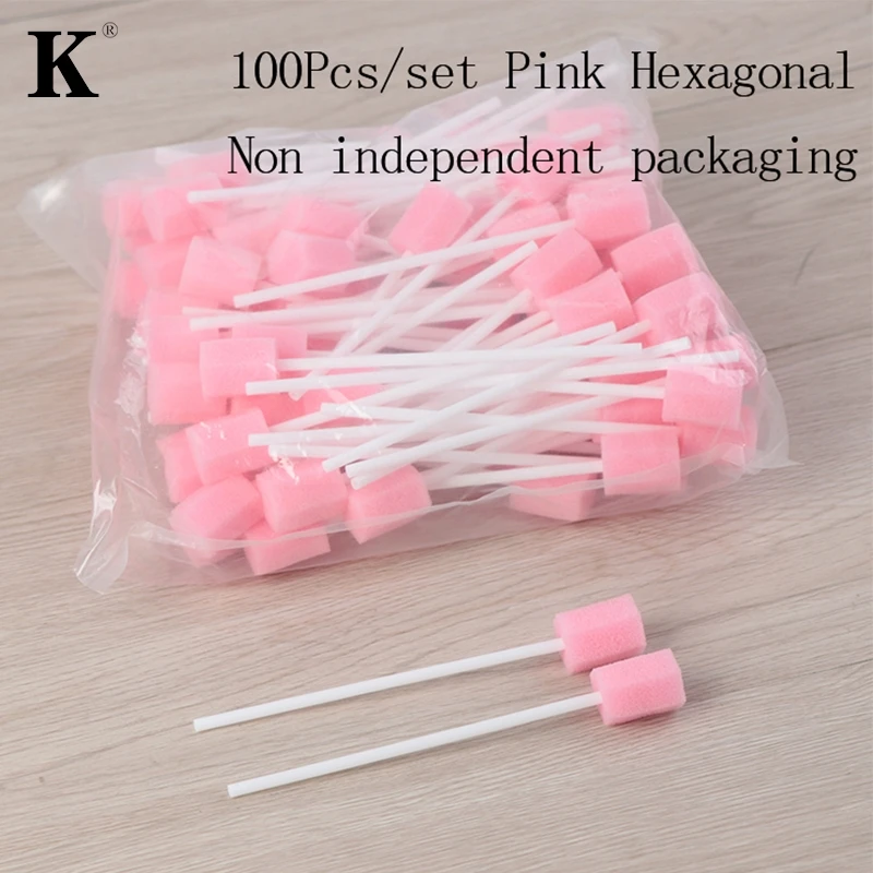 100pcs Disposable Cleaning Cleaner Swab Oral Care Sponge Swab Tooth Cleaning Mouth Swabs With Stick Sponge Head