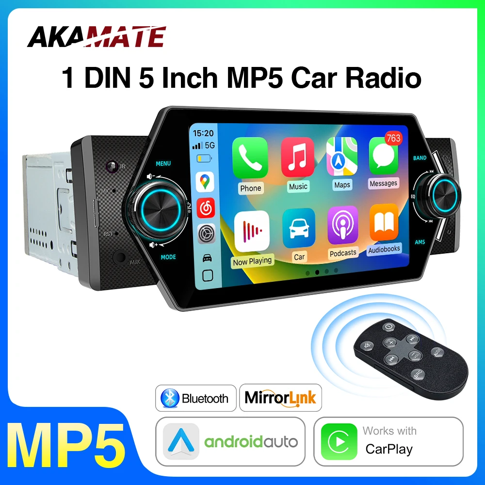 

Car Radio CarPlay Android Auto MP5 Multimedia Player Bluetooth Mirrorlink EQ IPS Stereo Universal 2din 5inch Touch Screen