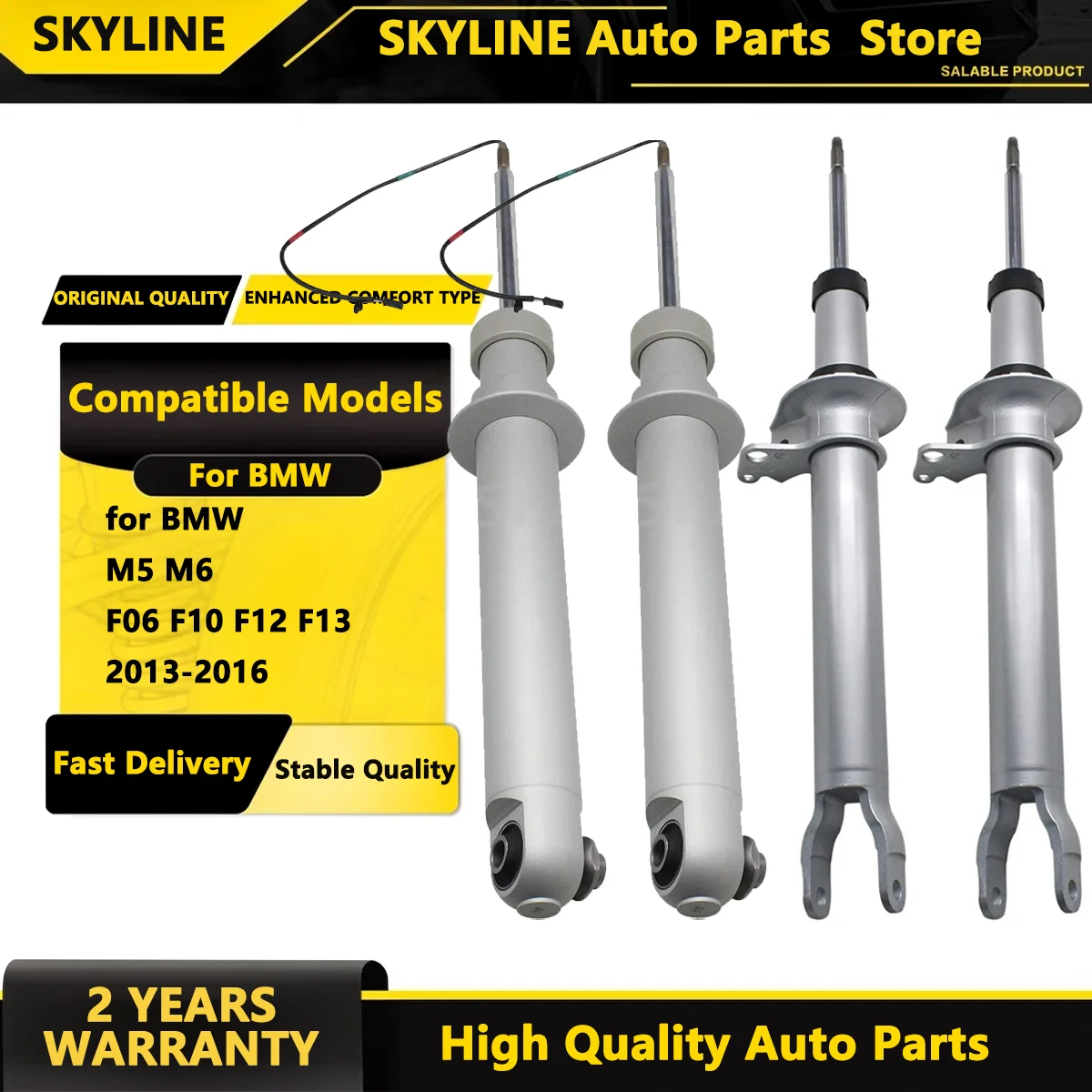 SKYLINE 4PCS For BMW M5 M6 F06 F10 F12 F13 Front Rear Left & Right Strut Shock Absorbers w/ADS