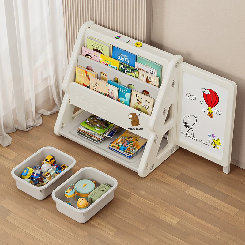 

Push-pull Drawing Board 3in1 Storage Rack Toy Organizer Boxes Shelves Baby Bookcase Bookshelf for Kids