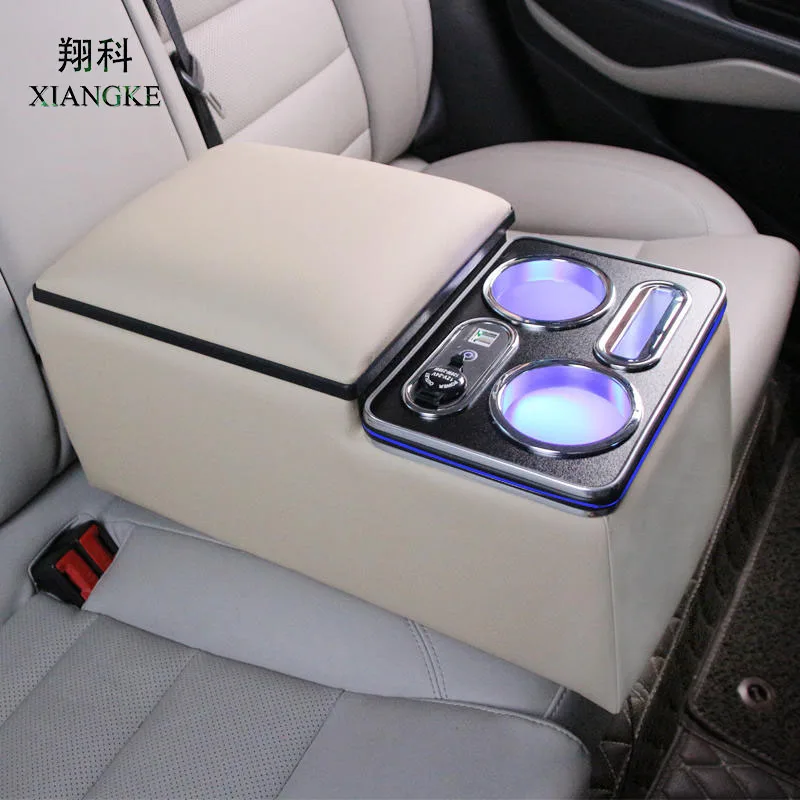 

Универсальный задний подлокотник, ящик для хранения квартиры, беспроводная зарядка, подстаканники, подлокотник, консоль с подсветкой