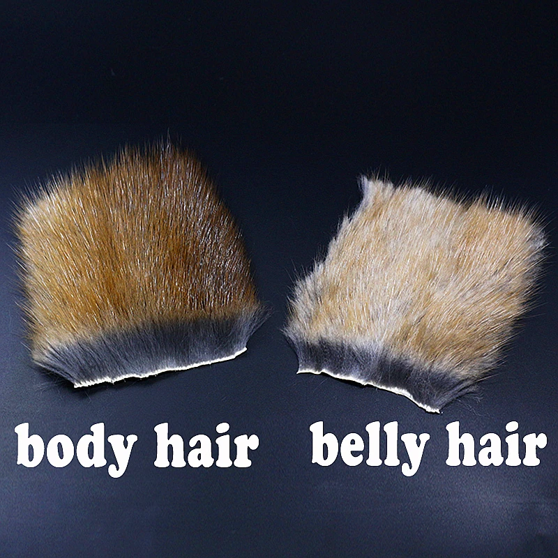 New pre-cut 6X6cm genuine muskrat fur body hair or belly hair adams gray underfur superfine natural dry fly nymph fly dubbing