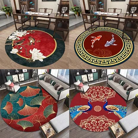 

Red European style circular carpets for living room coffee tables floor mats Children's bedroom round carpet Home decoration