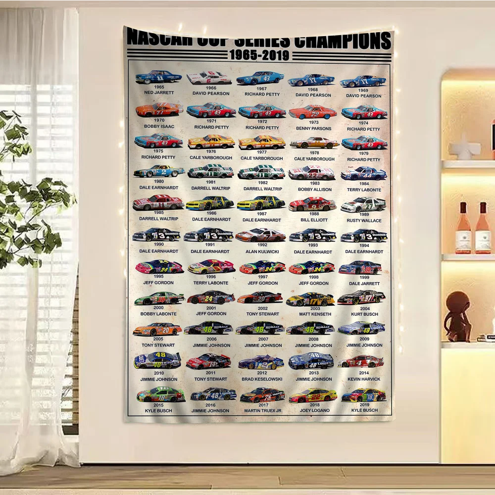 N-NASCARS Racing Car Wall Tapestry Bohemian Wall Tapestries Mandala Wall Hanging Home Decor