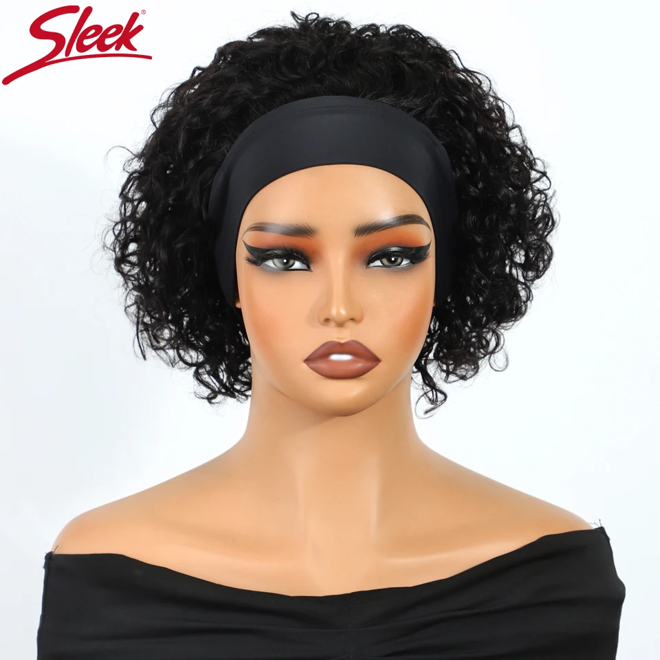 

Sleek Human Hair Wigs For Women Short Curl Headband Human Hair Wigs 10 Inch Short Headband Brazilian Hair Wigs
