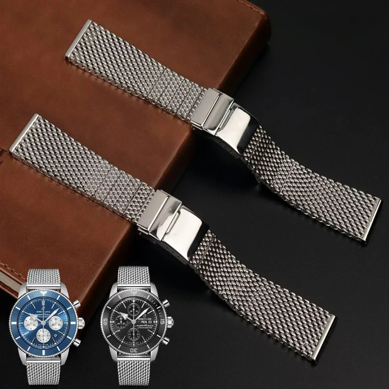For Breitling Superocean Avenger Blackbird Series Stainless Steel Watch Bracelet 22mm Silver Waterproof Durable Watchband