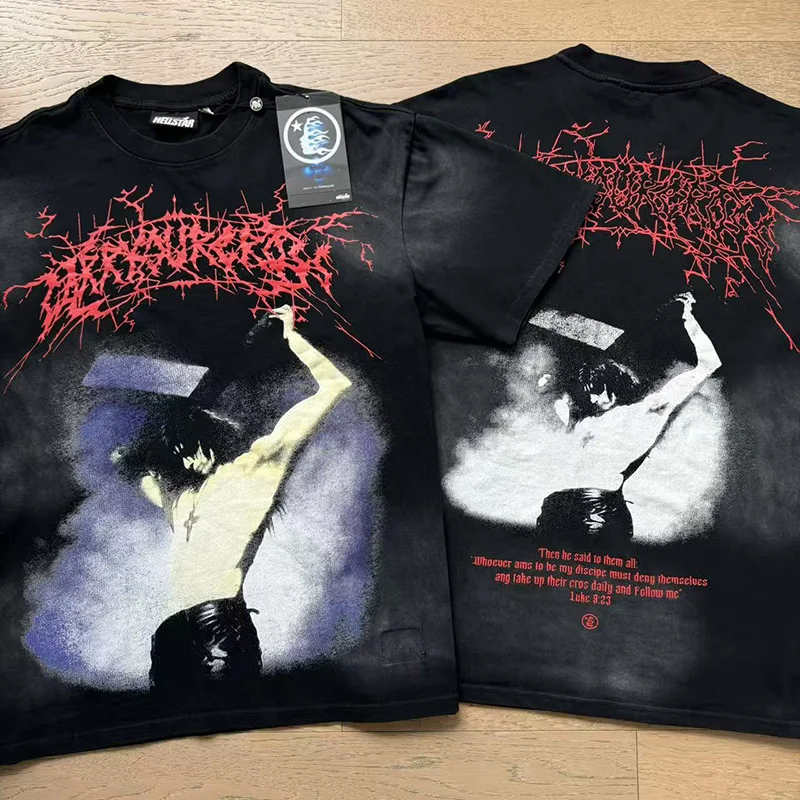 

Свободная футболка Hell Star Retro Waed High Street Or Sve для мужчин и женщин, музыкальная певица с буквенным принтом, американская футболка...