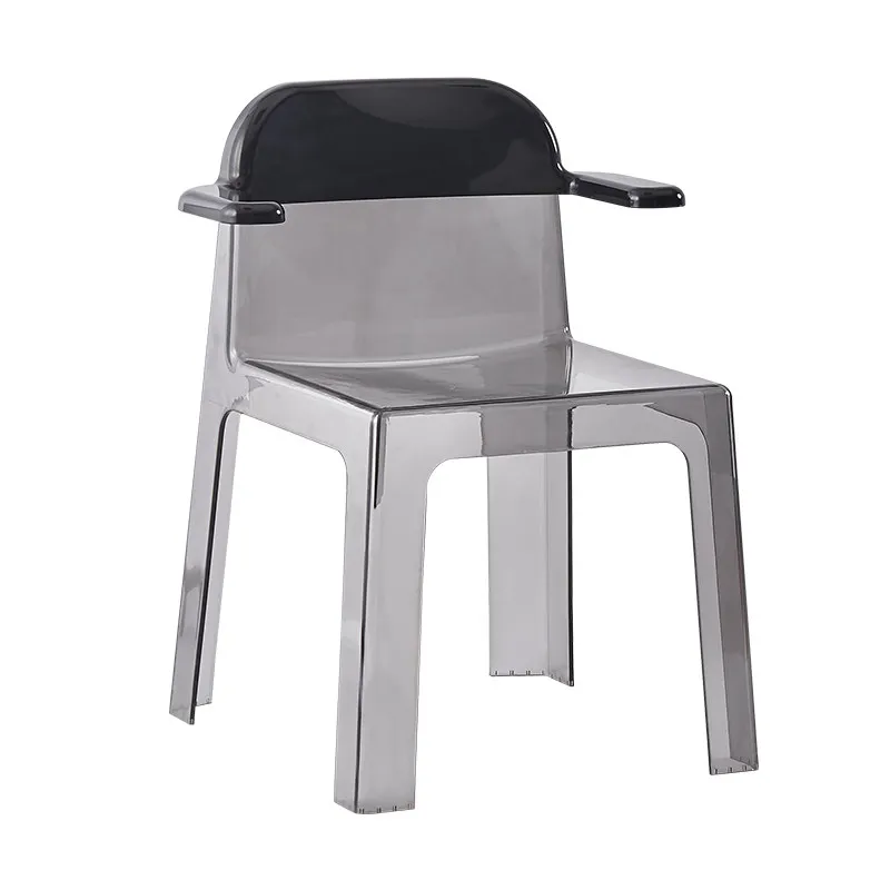

Acrylic household dining chair simple and creative plastic backrest book desk chair can be stacked transparent chair