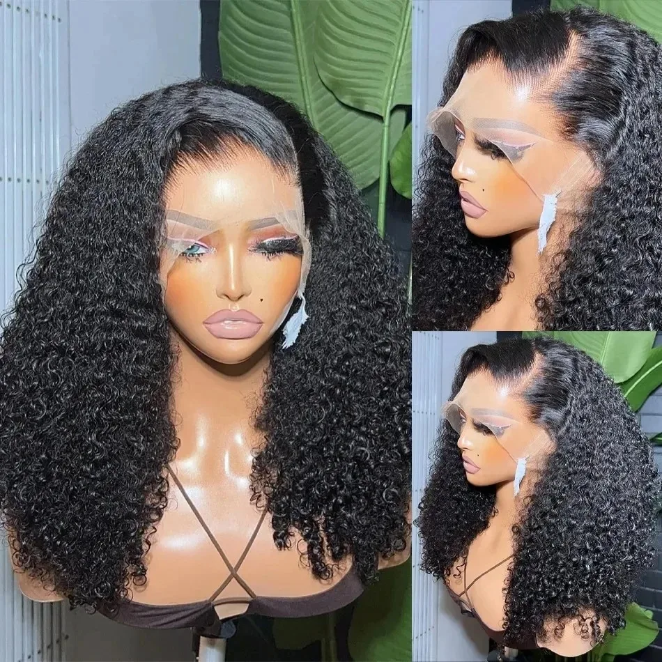 250 Density 13x6 HD Transparent Curly Deep Wave Bob Lace Frontal Human Hair Wig 13x4 Lace Front Wig PrePlucked For Black Women