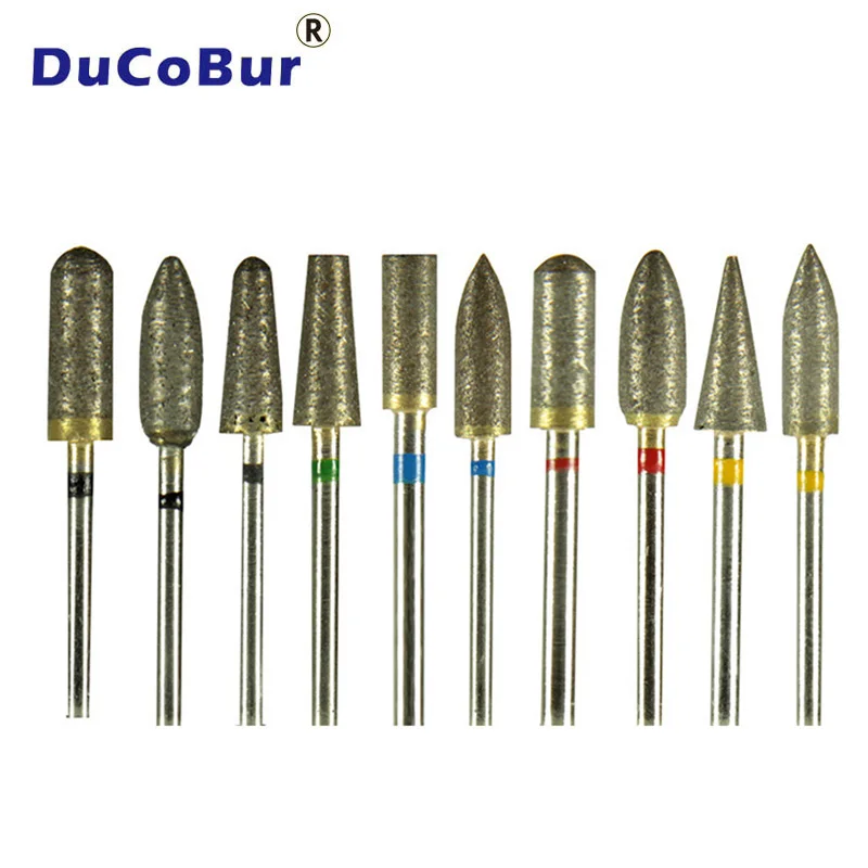 DuCoBur 10PCS/Box Dental Burs Polishing Head Sintered Diamond Kit Dentistry Drill Bits 3.7/5.0mm Lab Tool Supplies