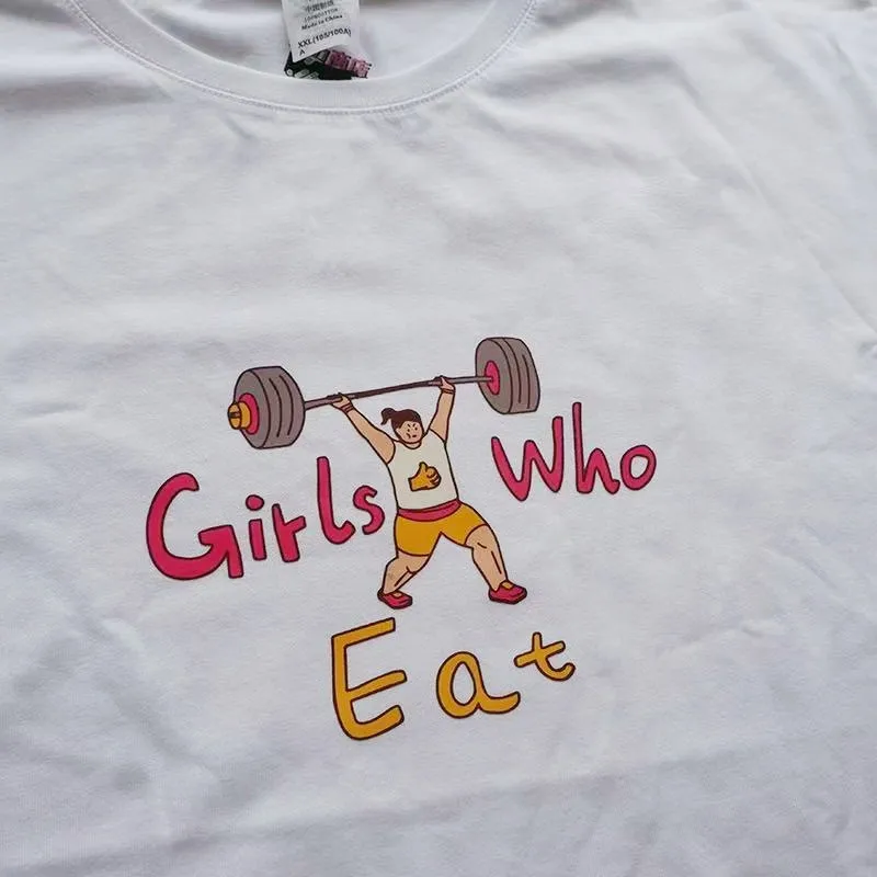 Girls Who Eat Feminise Graphic Printed Cute T Shirts Women Short Sleeve Loose Cotton Casual Tops Tees Tumblr Fashion Shirts