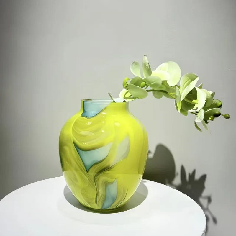 Light luxury high-end medium-ancient glazed vase ornament French living room desktop flower arrangement decoration hotel model f