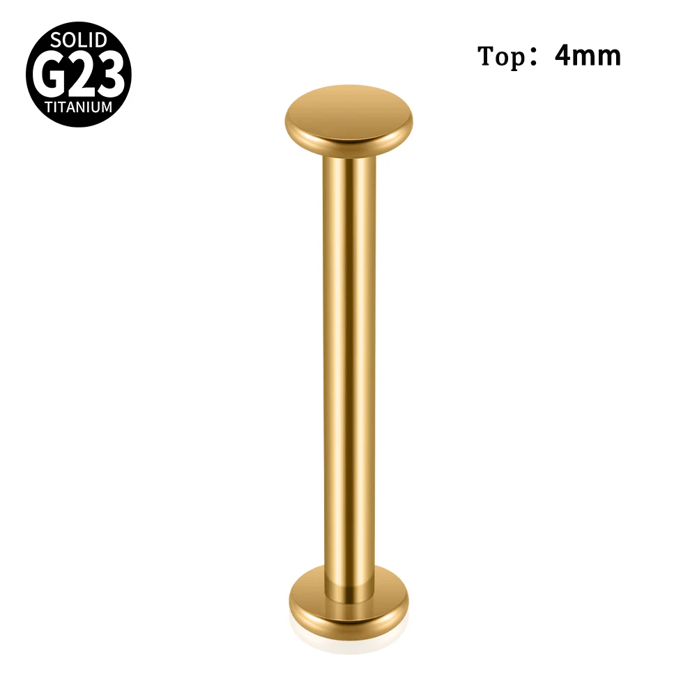 F-136 Titanium Alloy Round Flat Labret Tongue Barbell Stud