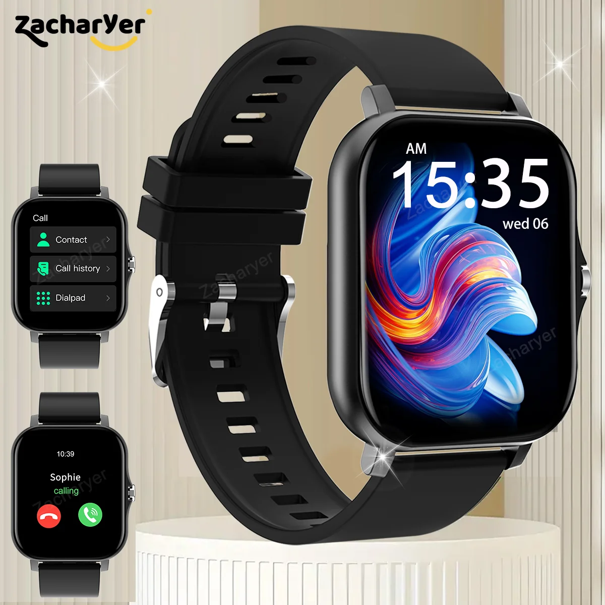 Multi-Sport Mode Smartwatch, Sedentary Reminder, Weather Forecast, Message Notification, Compatible with Android & iPhones