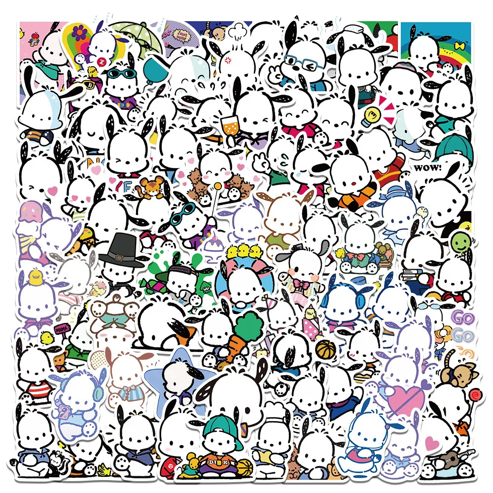 Autocollants mignons de Cinnamoroll, Kuromi, My Melody, pour coque d'ordinateur portable et de téléphone, stickers de dessin animé pour filles Sanurgente, 100 pièces