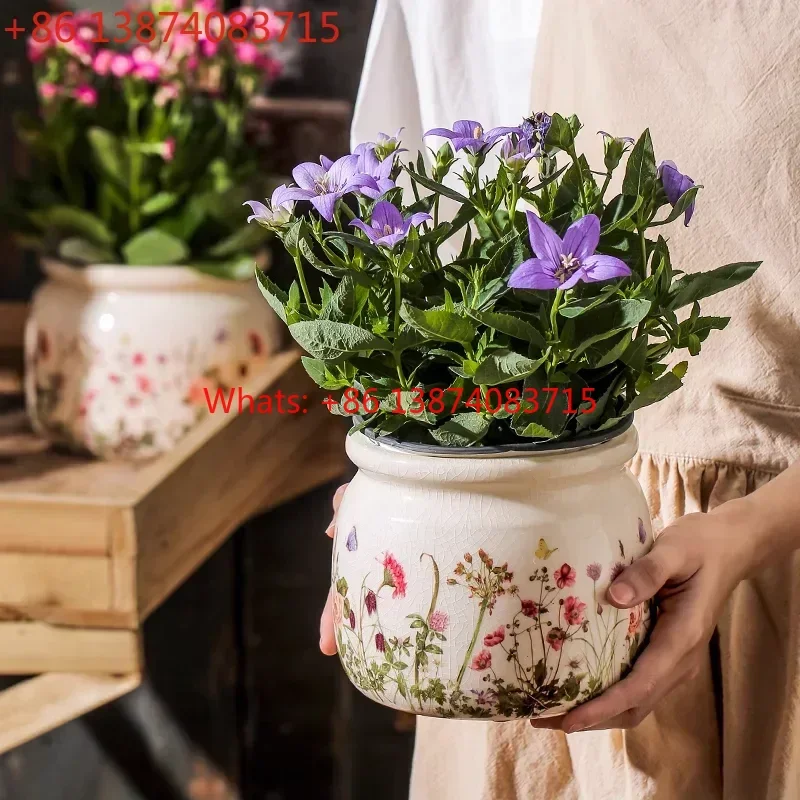 Large Caliber Ceramic Flower Pots Home Indoor Balconies Light Luxury High-end Sense of Creativity Nordic art Size Green Plant Po
