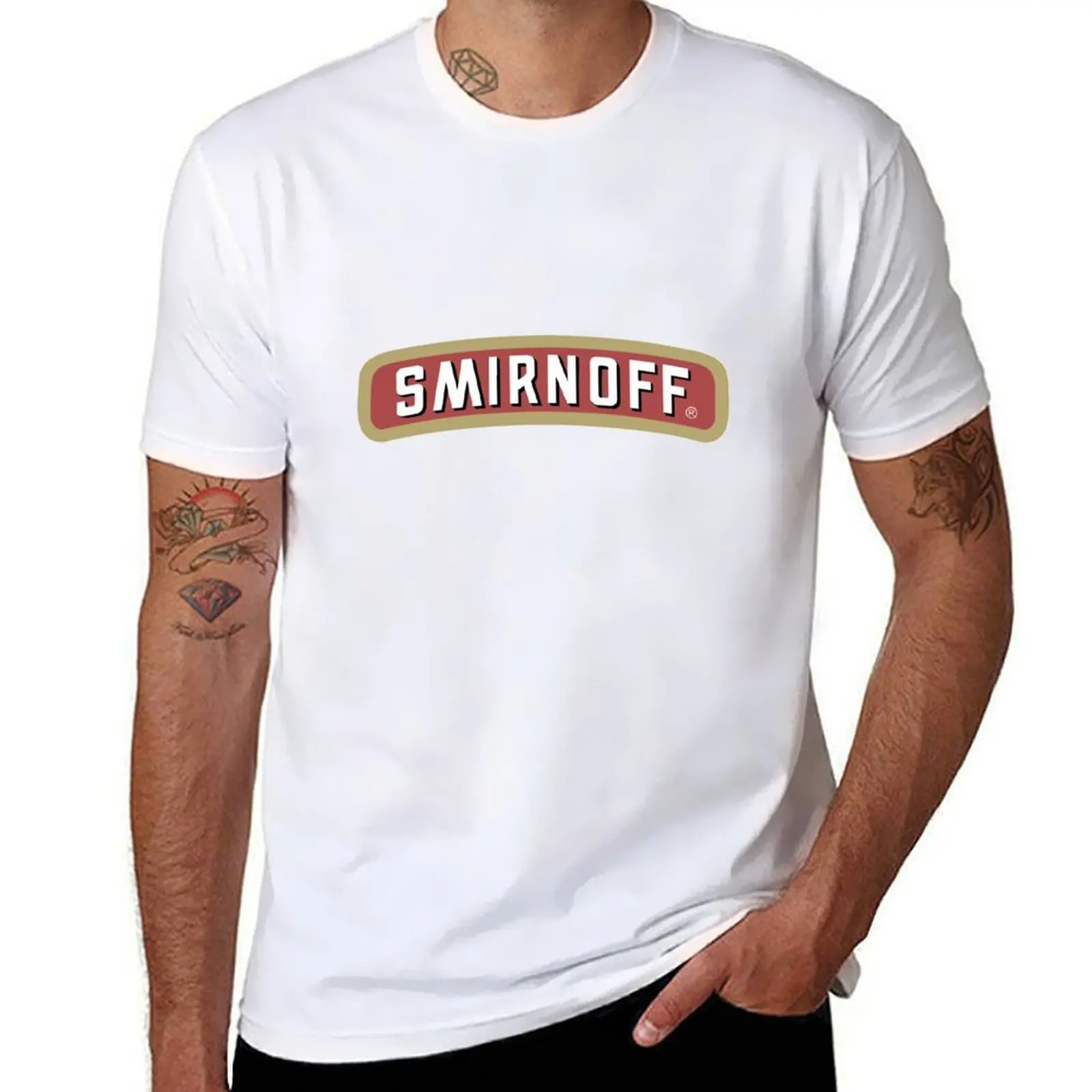 Camiseta con logo de Smirnoff Vodka, camisetas de anime, camisetas de gran tamaño para hombre, camiseta vintage gráfica
