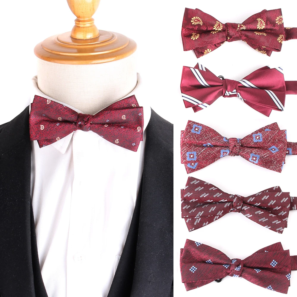 

Bow Tie For Groom Paisley Bow tie For Men Women Bow knot Adult Wine Bow Ties Cravats Groomsmen Gifts Wedding Striped Bowties