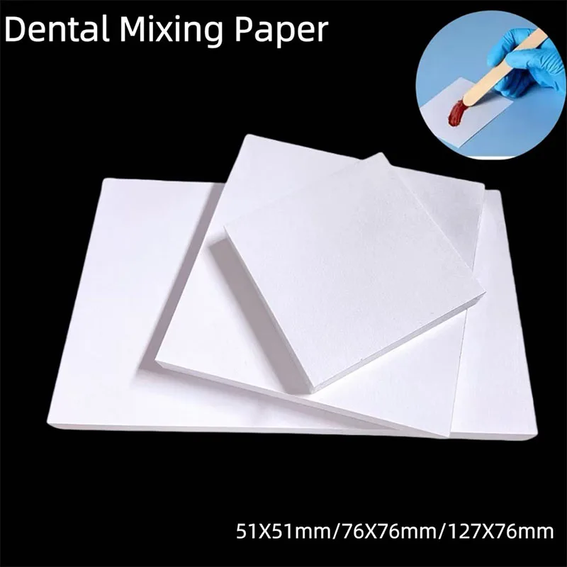 50 Sheets Dental Disposable Mixing Paper Thickening Cement Powder Pad 2 Sides Poly Coated Denture Laboratory Tools Materials L/M