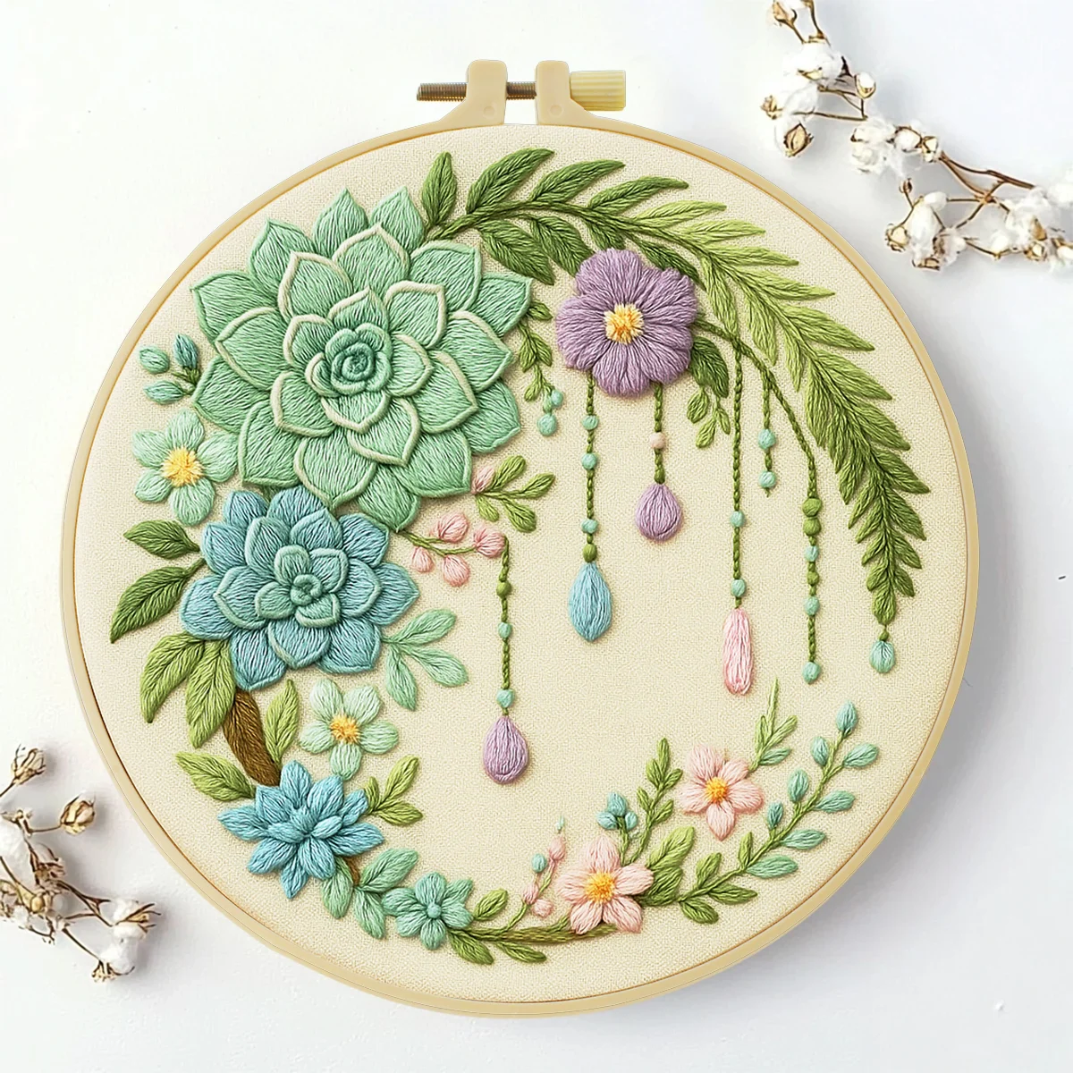 1 Stück 20X20CM/15X15CM 7,87/6,3 Zoll Blumen-Stickerei-Starter-Kit DIY-Kit DIY-Stickerei-Set Handarbeiten Heimdekoration Nähkunst – Detail 2