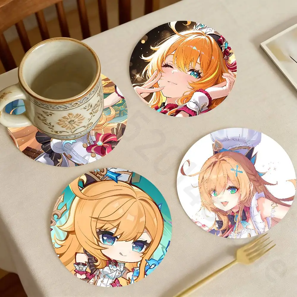 

For Escoffier G-Genshin Impact Wooden Cup Coaster Tea Coffee Beverage Colour Printing Cup Mat Home Restaurant Decorations