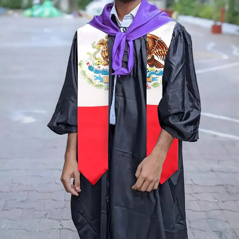 Flag Graduation Stole, Eagle Embroidered Country Flag Honor Sash, Hispanic Graduation Sash for High School & College Graduation