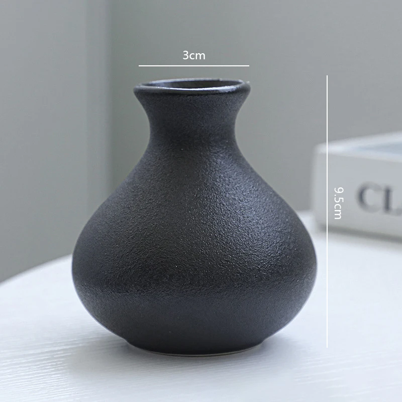 5Pcs Black Ceramic Vase Set Modern Minimalist Matte Flower Vases for Home Deco Living Room Table Centerpiece Wedding Party Decor