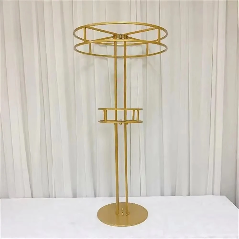 Floral arrangement 4ft tall gold ferris wheel flower stand for wedding table centerpiece